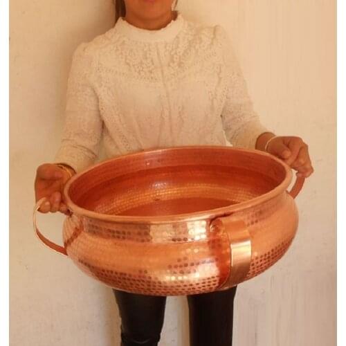 Pure Copper Pot Large Capacity Handle Stew Steam Soup Deep Casserole Steamer Handmade
