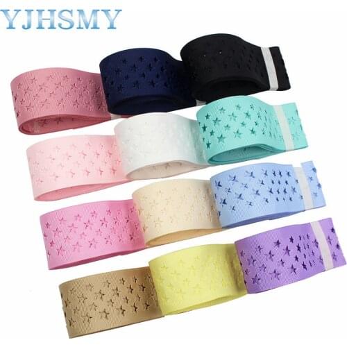 L-20527-451 1-1/2”Hollow stars print Pattern Ribbon , 5 yards DIY handmade hair accessories Material , Bow Decoration