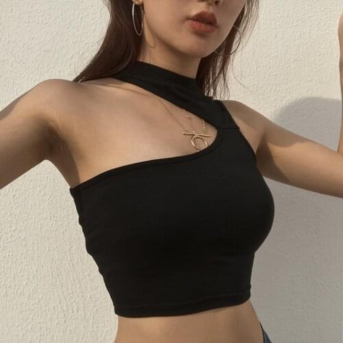 Summer Y2K Tops Women Sleeveless Sexy Girls Vest Crop Top Shirt Blouse Casual Slim Black Tanks Hot S M L