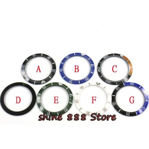 40mm black blue white green Ceramic Bezel insert for 43mm sub Automatic mens watch ( 7 types)