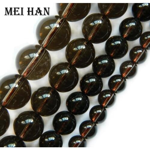 Meihan Free shipping natural smoky quartz 6mm & 8mm & 10mm &12mm smooth round loose beads for jewelry making design