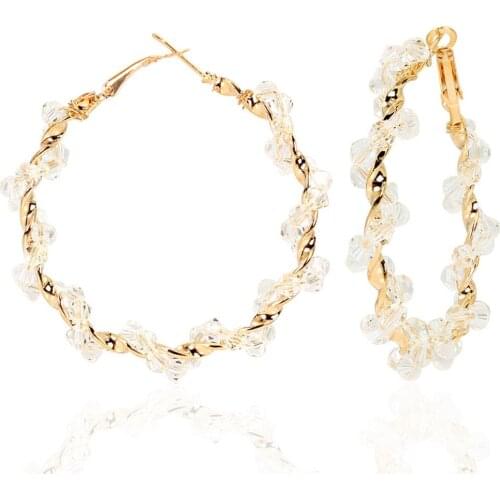 Fashion circle crystal earrings suitable for womens delicate simple earrings girls party gift accessories 2020