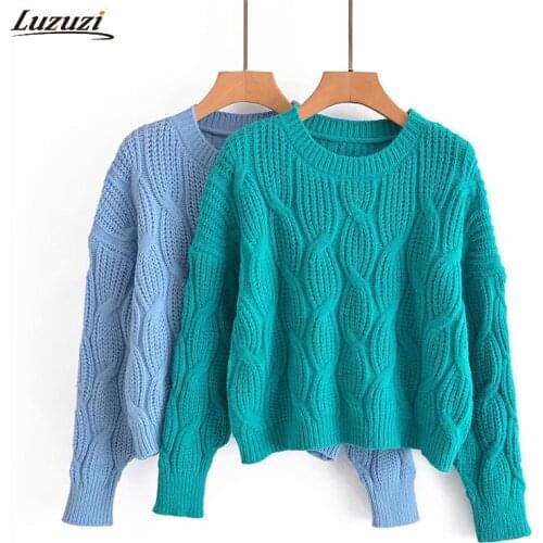 Qiaoduo Women 2021 Fashion Twist Crop Knitted Sweater Jumper O Neck Female Casual Hollow Elegant Loose Pullovers Chic Tops