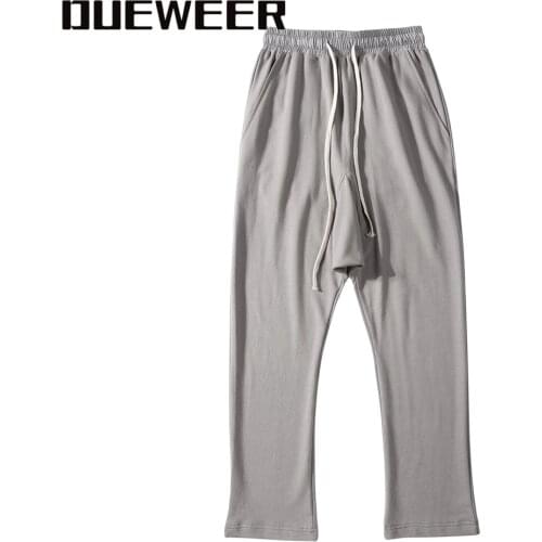 Dueweer Men Swag Kanye West Drop Crotch Sweatpants Gray Black Trousers Hip Hop Wide Leg Joggers High Street RO Loose Pants