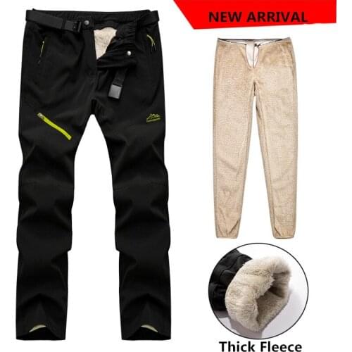 2021 Mens Winter Outdoor Pants Warm Tactical Waterproof Trousers Autumn Pants Trekking Camping Pants Fur Lined Velvet Inside 4XL