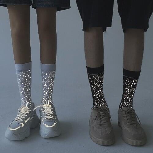 2021 New Street Socks For Women And Men Reflective With Stars Novelty Socks Unisex Couples Sports Funny Socks Wholesale Socks
