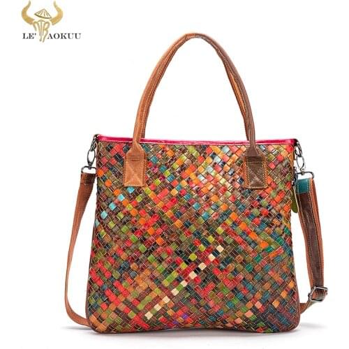 New Multi-Colorful Quality Leather Brand Luxury Ladies Patchwork Large Purse Handbag Shoulder bag Women Designer Tote bag 889