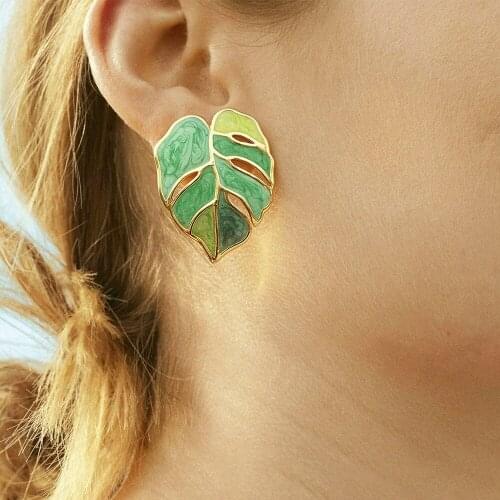 New Pattern Flower Drop Oil Leaf Earrings Exquisite Womens Summer Fashion Earrings Ins Earrings