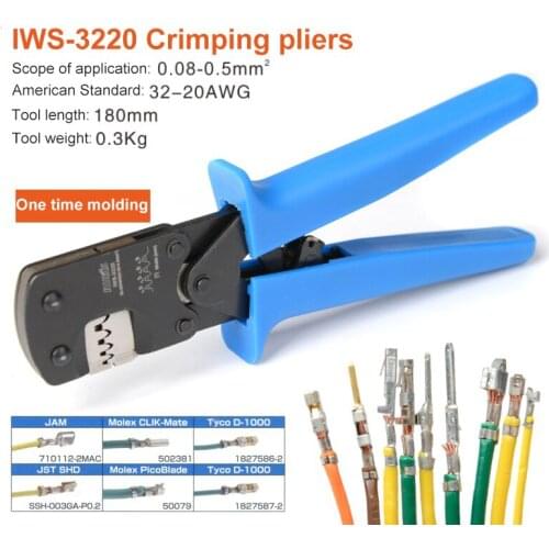 Ratchet Crimping Plier Hand Crimper Tools for Narrow-pitch Connector Pins Crimp Range 0.03-0.5mm² (AWG: 32-20)