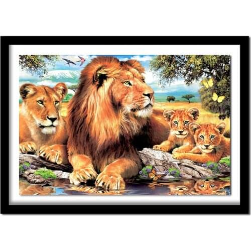 Full Square Diamond 5D DIY Diamond Painting "Lion family" Embroidery Cross Stitch Rhinestone Painting Home Decor Gift
