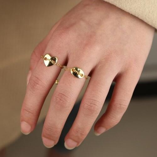 Simple chain ring high quality wholesale drop shipping women lovely heart tag rings