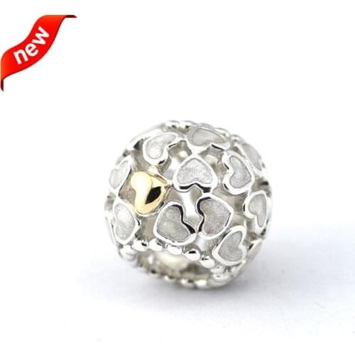 QANDOCCI Fits For Pandora Braclets Abundance of Love Charms Heart 100% 925 Sterling Silver Beads Free Shipping