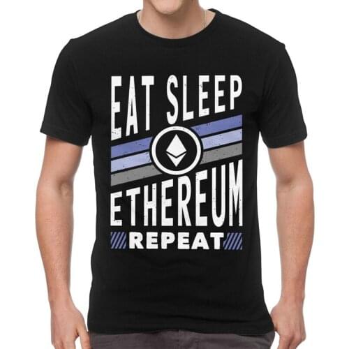Retro Design Eat Sleep Ethereum T-shirt Men T Shirts Short Sleeve Blockchain Crypto Cryptocurrency Tshirt Cotton Tee Tops