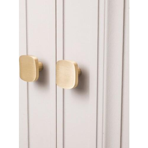 Handle Nordic simple light luxury brass handle drawer cabinet cabinet door pure copper gold single hole small handle