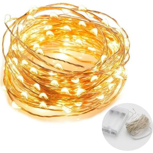20 50 100 LED Starry Light String Fairy Garland Battery Power Copper Wire Lights For Party Christmas Wedding 9 Colors 10M 5M 2M