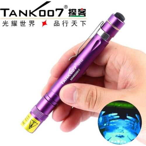 TANK007 UV02 1W 365nm UV Led Torchlight Ultraviolet Flashlight for Anti-fake 2*AAA Battery