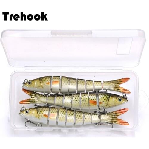 TREHOOK 3PCS 8 Segments Jointed Lure Sinking Wobbers Fishing Set Of Lures Artificial Bait Pike Fishing Lure Crankbait Swimbait