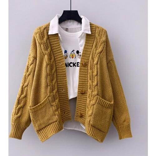 Vintage Twist Cardigan Women Sweater Knitwear New Fall Winter Open Stitch Top Solid Slim Single-breasted Long Sleeve Cardigans