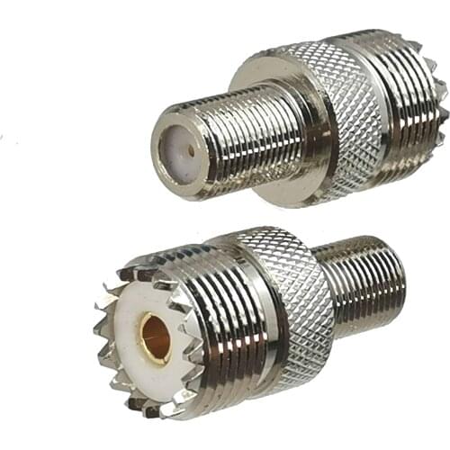 10pcs Connector Adapter F TV Female Jack to UHF SO239 Female Jack RF Coaxial Converter Straight New Brass