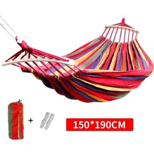 190x150cm Hanging Hammock with spreader bar Double/Single Adult Strong Swing Chair Travel Camping Sleeping Bed Outdoor Furniture