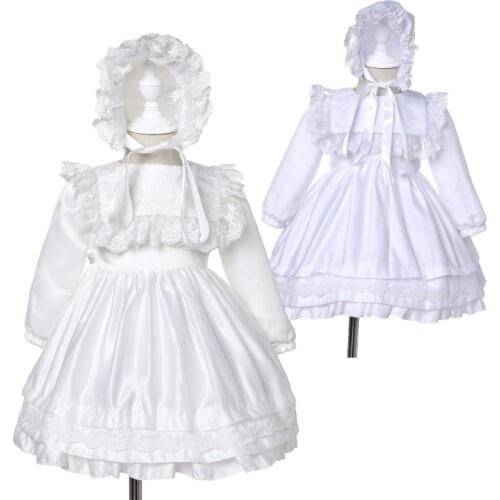 2 Pieces Set Newbron Baby Girl Baptism Princess Dress Pageant Wedding Christening 2018 New Spring Frocks Lace Dress + Hat Suit