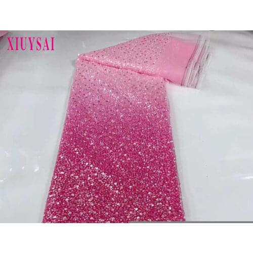 2021 High Quality Nigerian Tulle Fabric French Tulle lace For Women Party Embroidered African Sequins Lace Fabric 5 Yards S1541