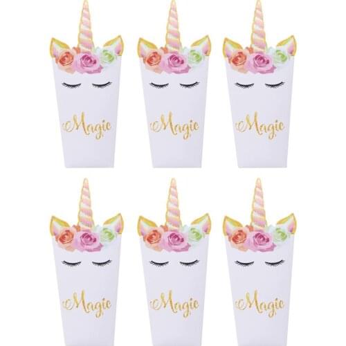 24Pcs Decorative Popcorn Snack Boxes Premium Paper Rainbow Unicorn Pattern Candy Treat Boxes Popcorn Container for Birthday