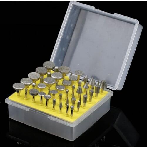 50pcs Diamond grinding heads coated rotary small burr point Sanding Needles Coated jewelry tools 3mm GRIT 120 DREMEL Accessories