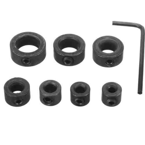 7pcs Woodworking Drill Bit Depth Stop Collars Ring Dowels 3/4/5/6/8/10/12mm with Hex Wrench Tools Set