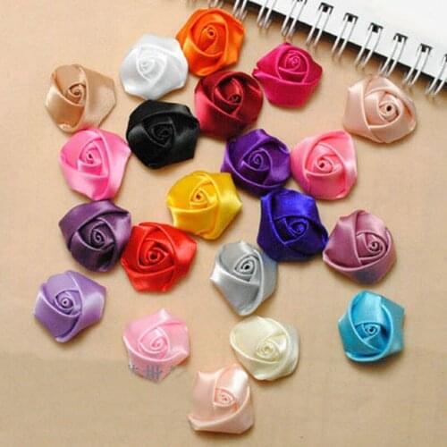A Bag 100Pcs/Lot Handmade Size 2.5Cm Satin Fabric Rose Artificial Flower For Make Wedding Bouquet Decoration DIY Accessories