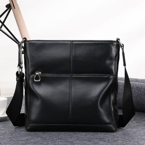 Brand Men Shoulder Bag Genuine Leather Ipad Bags Black Brown Cowhide Leather Crossbody Bag for Men Casual Messenger Bags