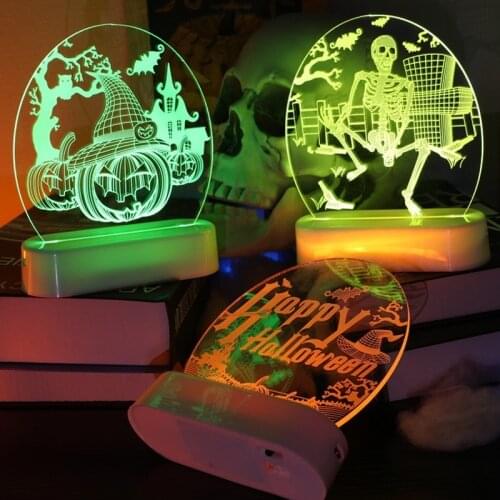 Halloween decoration lights 3D night light pumpkin ghost ornaments creative modeling lights Pumpkin Ghost Skeletons Led Light