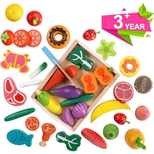Kids Cut Fruits And Vegetables Girls Toys Simulation Wooden Children Kitchen Toys Pretend Play Game Early Educational Gift
