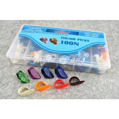 Lots of 100pcs Guitar Finger Thumb Picks Celluloid Guitar Picks With Original Box Free Shipping Wholesales