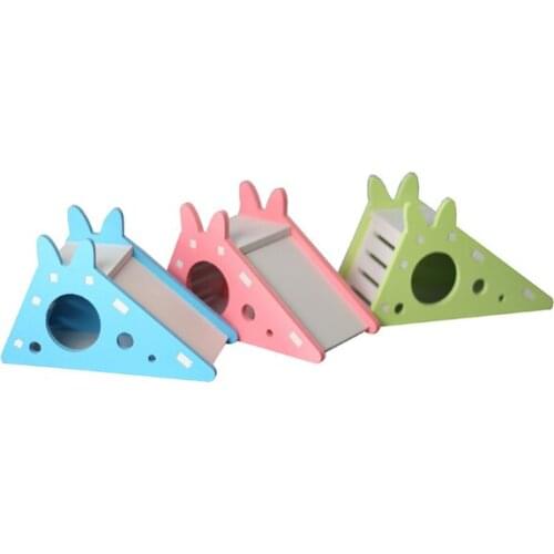 Hamster Hideout Cute Hamster Exercise Toy Wooden Hamster House with Ladder Slide for Guinea Pig Hamster Accessories Hamster Cage