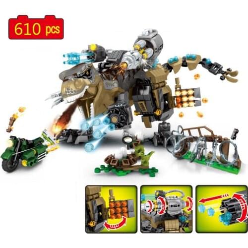 Animal World Dinosaur Park Mechanical Tyrannosaurus Battle Mini Dinosaur Cub Building Blocks Bricks Creative toys Gifts