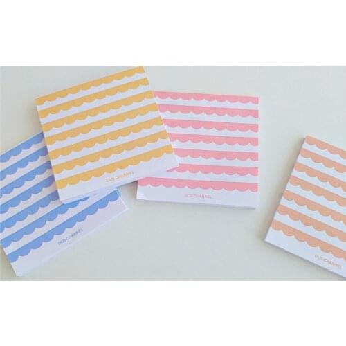 Korean Ins Color Wave Cute Mini Notepad Simple Style Memo Pad Girl Stationery Kawaii Message Paper School Supplies 50 Sheets
