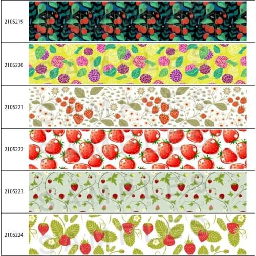 Grosgrain Ribbon Printed Strawberry Fruit Pattern Tape 5Yards for DIY Handmade Material Headdress