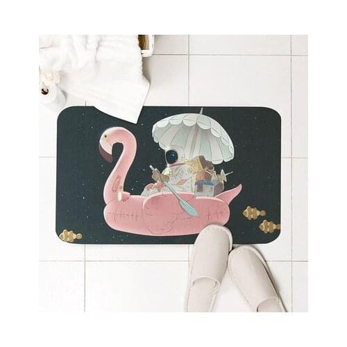Flamingo Carpet Slim Toilet Door Mat Bathroom Non-Slip Water-Absorbing Quick-Drying Rug