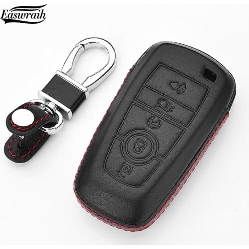 Car Leather Key Case Holder For Ford Mondeo Explorer Edge Expedition F-450 F-350 F150 Fusion Mustang Everest 5 Buttons 2017-2019