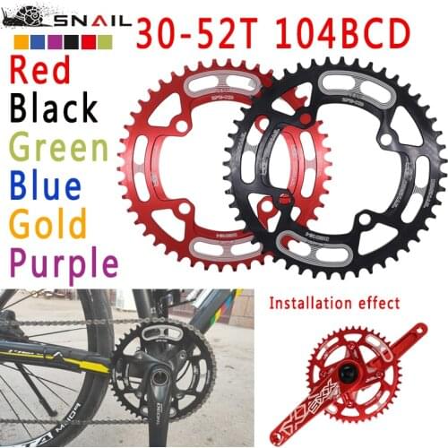 Bicycle chain ring 104 BCD round 30t 32t 34t 36t 38t 40t 42t 44t 46t 48t 50t 52t tooth single sprocket MTB mountain bike 104BCD