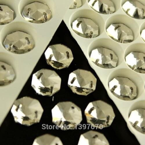 Round Octagon clear Sew On Rhinestone Flatback Sewing glass Stone 2 Holes crystal beads button jewels for diy wedding dress trim