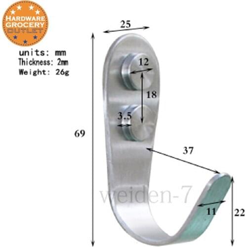 Brushed Stainless Steel Coat And Hat Single Hook Heavy Duty Wall Mount 4pcs/Pack