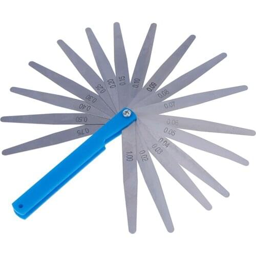 Stainless Steel Foldable Thickness Gap Filler Feeler Gauges Metric Feeler Gauge 17 Blades 0.02-1.00mm Measurements Tools