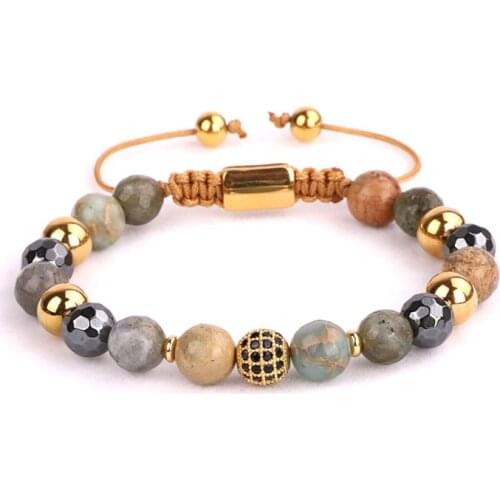 New Fashion Women Bracelet High Quality Natural Stone CZ Ball Handmade Friendship Beads Bracelets Women