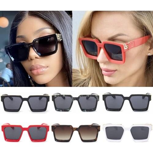 Wholesale Women Black Square Glasses 2021 Brand Oversized Shades For Women Fashion Big Frame Female Eyewear UV400 OCULOS