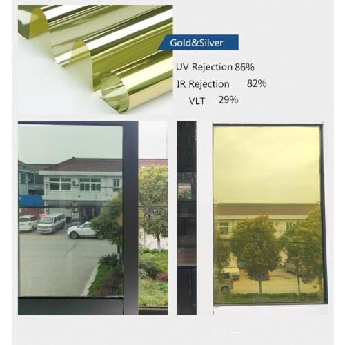 Window Film SUNICE Glass Self-adhesive Film Gold&silver Heat Insulation Solar Tint Film One-way Privacy Office HOme Decoration