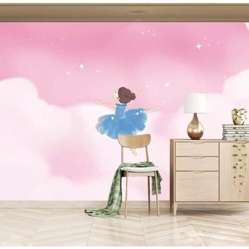 Milofi custom 3D wallpaper mural pink cloud dream princess childrens room background wall living room bedroom decoration painti
