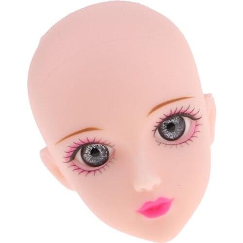 Lifelike Jointed Makeup Head Body Part Female With Gray Eyes For 1/6 OB BJD Doll Accs