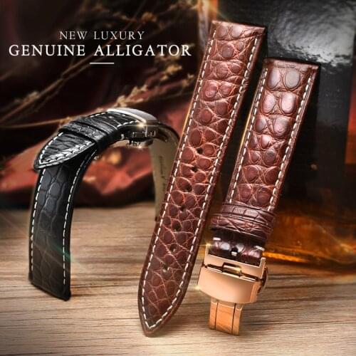 14mm 16mm 18mm 20mm 22mm 24mm Crocodile Leather Watchband Genuine Leather Strap Black Brown Women Men Watch band